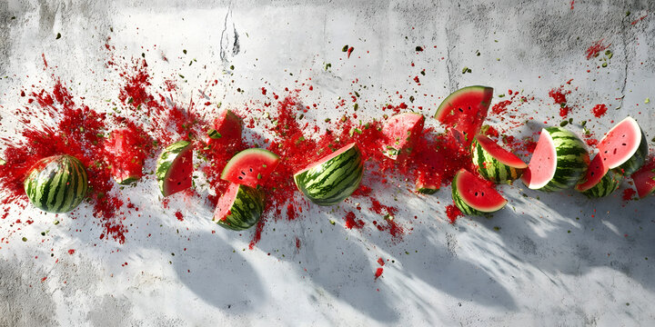 Watermelon Explosion Image, Sliced Watermelon, Summer Fruit Image, Food Photography, Fruit Splash Image, Kitchen Art