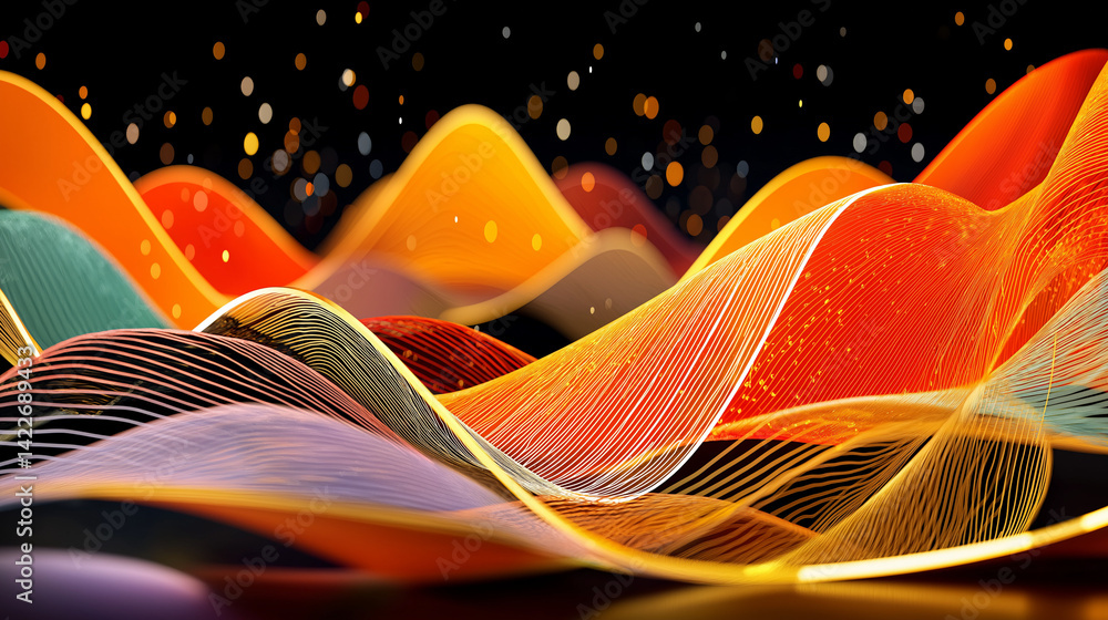 Aufkleber abstract colorful wave: a vibrant display of layered, flowing, multicolored, abstract wave patterns 