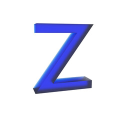 Fototapeta premium 3d blue Glassmorphic Z letter isolated, typographic design