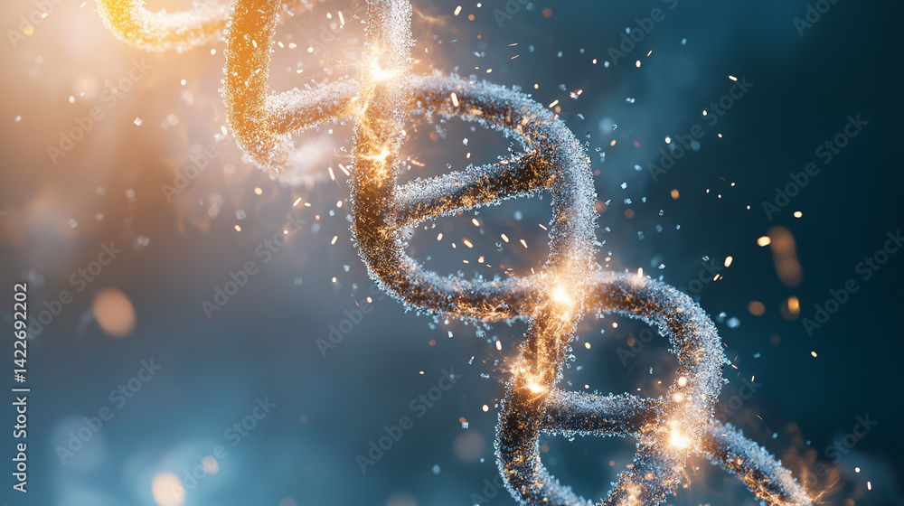 Poster dna helix illuminated: a mesmerizing depiction of a double helix dna structure, illuminated with glo
