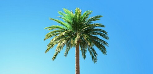 Single Palm Tree Against a Vibrant Blue Sky