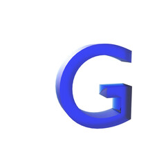 3d blue Glassmorphic G letter isolated, typographic design