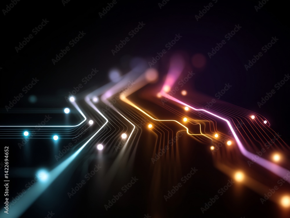 Poster abstract representation of illuminated circuit paths for futuristic technology