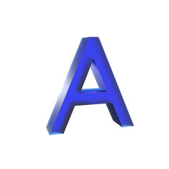 3d blue Glassmorphic A letter isolated, typographic design