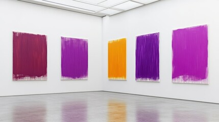 Gallery corner, vibrant abstract paintings, modern art exhibition