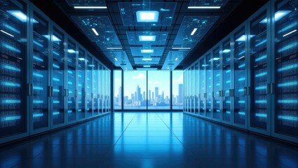 Server room interior technology background