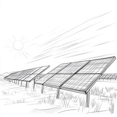 Solar energy in continuous line art drawing style. Solar panels facing the Sun to collect heat 
