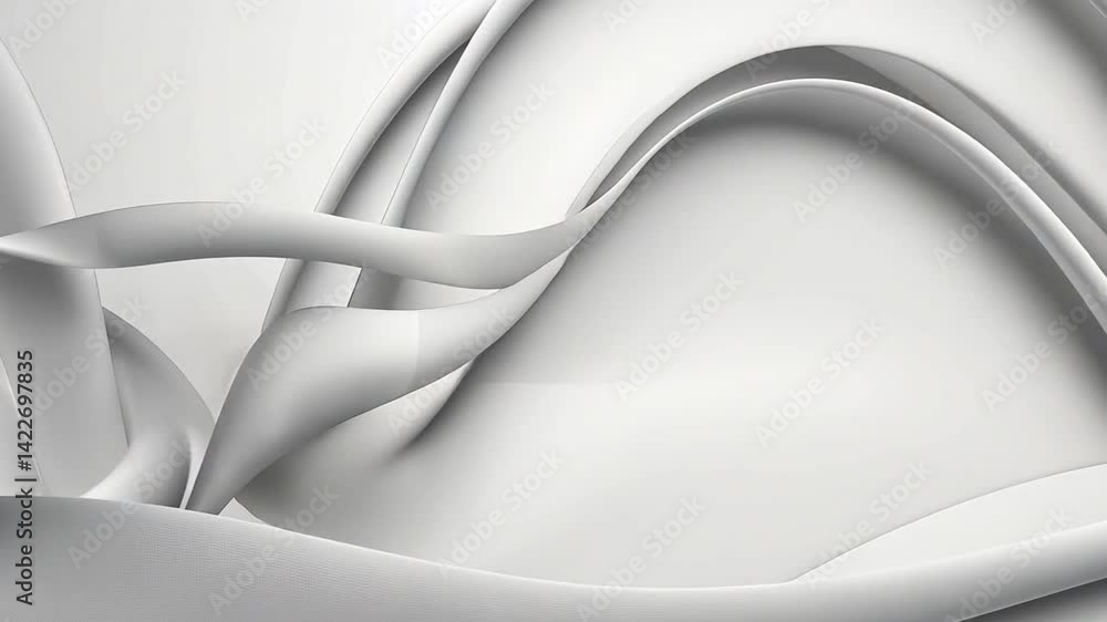 Poster elegant white fabric waves and smooth curves create flowing texture, embodying minimalist design and