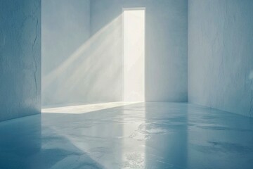 Light Streaming Through Open Door in Minimalistic Interior Space
