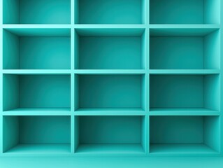 Bright Turquoise Empty Shelves Ready for Decoration and Organization