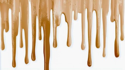 Abstract Dripping Liquid in Brown Shades on White Background
