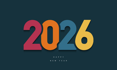 Template design for new year celebration 2026 with colorful number.