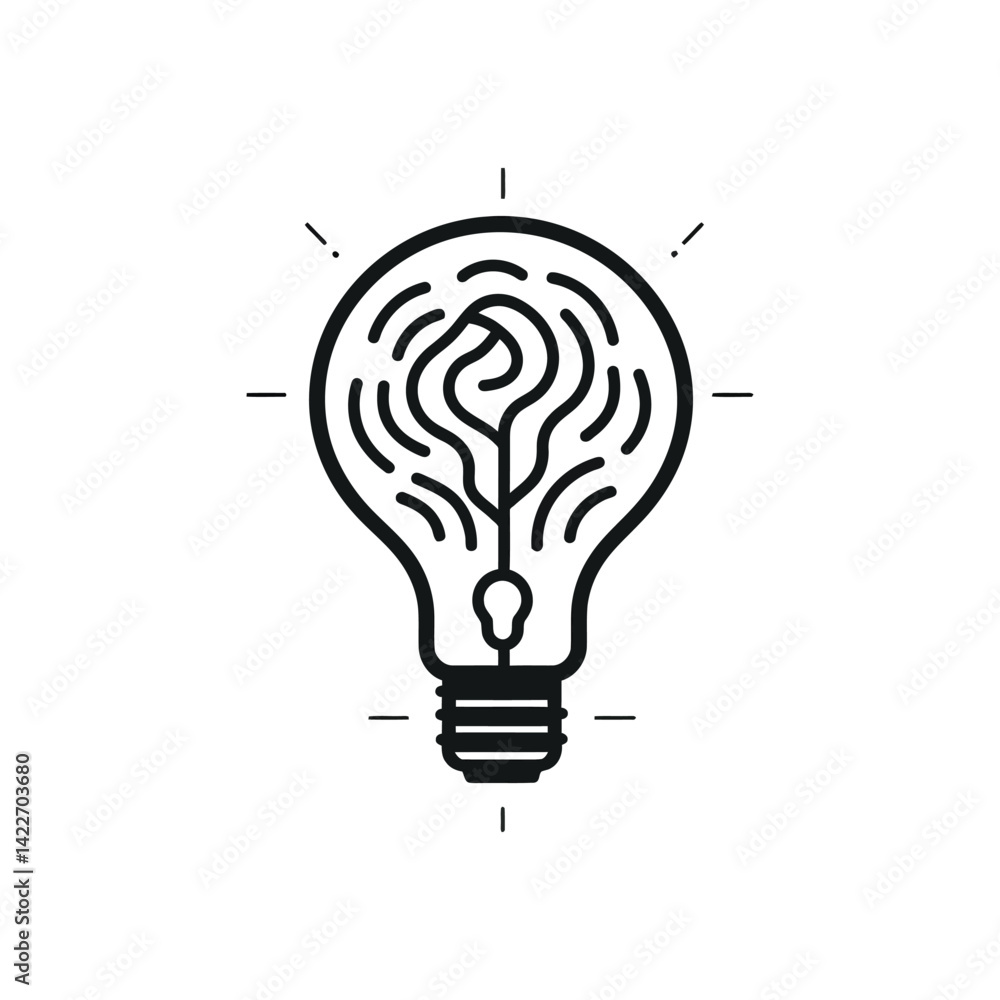 Poster outline light bulb with question mark design on a transparent background