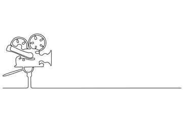Continuous one line drawing of Movie camera. Single line drawing illustration Cinema camera. Professional camera concept vector art. Doodle line illustration.
