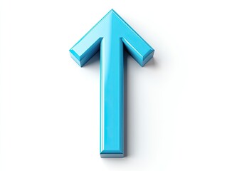 3D light blue upward arrow on white background. (1)