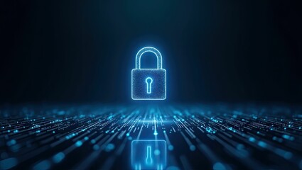 Abstract digital padlock graphic representing technology security