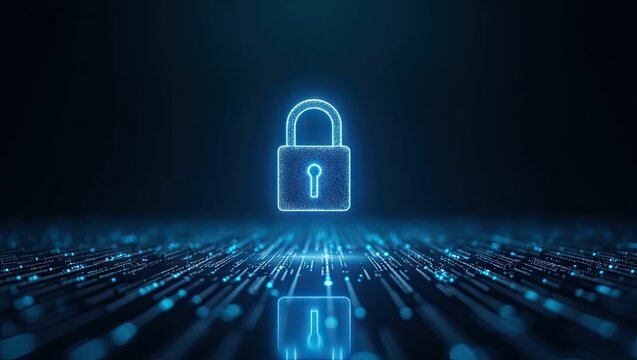 Abstract digital padlock graphic representing technology security