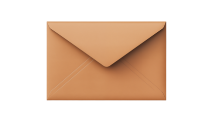 A close up view of a closed tan colored envelope on a black background isolated on transparent background	