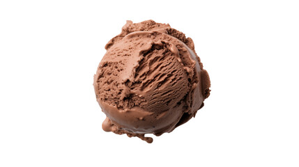 Isolated single scoop of chocolate ice cream on a black background isolated on transparent background	