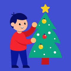 boy with christmas tree