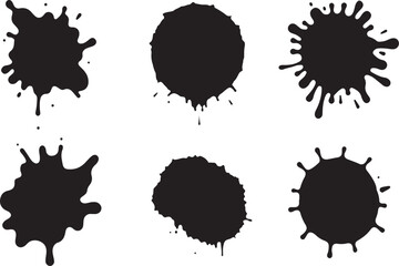 Ink Splatter Vector Set – Black Paint Drip and Blot Shapes