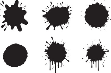 Ink Splatter Vector Set &ndash; Black Paint Drip and Blot Shapes