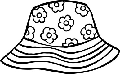 Groovy Summer Floral Bucket Hat Outline Doodle