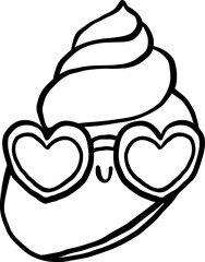 Cute Summer Cone Seashell Character with Sunglasses Hand Drawn Outline Doodle