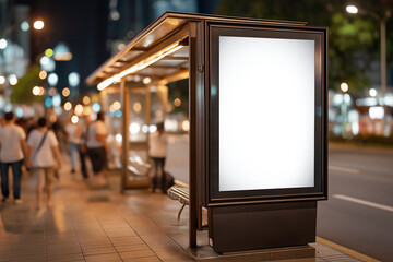 Fototapeta premium Clean Bus Stop with Advertising in Public Space