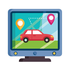 Car GPS system shilhotee vector isolated on white background