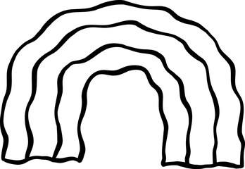 Summer Thing Cartoon Water Wave Rainbow Arc Outline Doodle