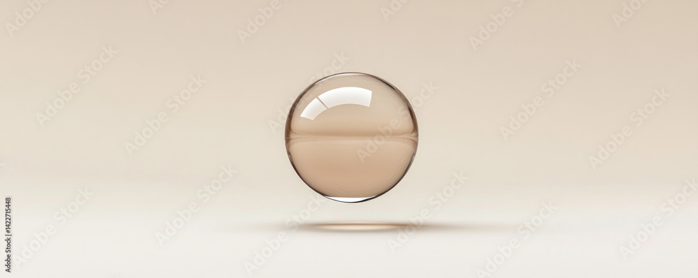Poster a clear sphere with a light reflection on it. the sphere is floating in the air