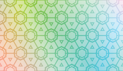 Naklejka premium Decorative pattern with geometric ornament. Vector illustration. For fashion print, scrapbooking page, flyer design. Gradient color