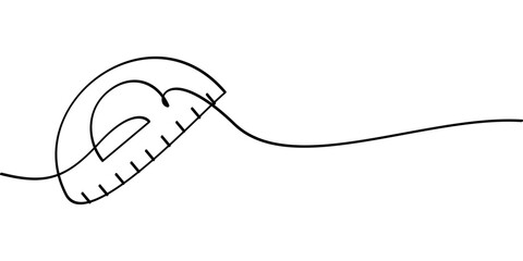 continuous line drawing of protractor symbol. abstract line art illustration