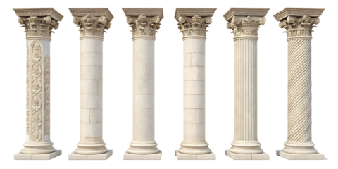 set of columns pillars isolated on white background png