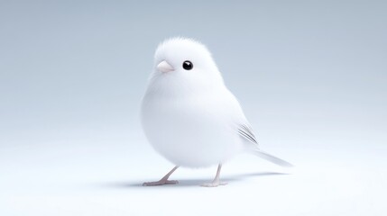 Obraz premium Fluffy white bird on plain background