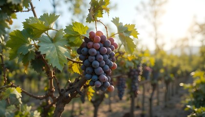 red grapes in vineyard