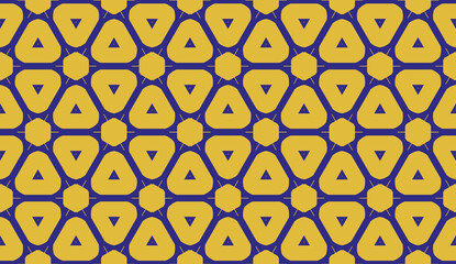 Pattern with curved line. Triangles style. Vector illustration. Orange blue color For you home interior wallpaper, fashion print. Seamless