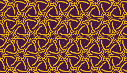 Obraz premium Vector illustration with pattern in triangles style. Curved line. Decorative design for For interior wallpaper, smart design, fashion print. Purple, orange color. Seamless