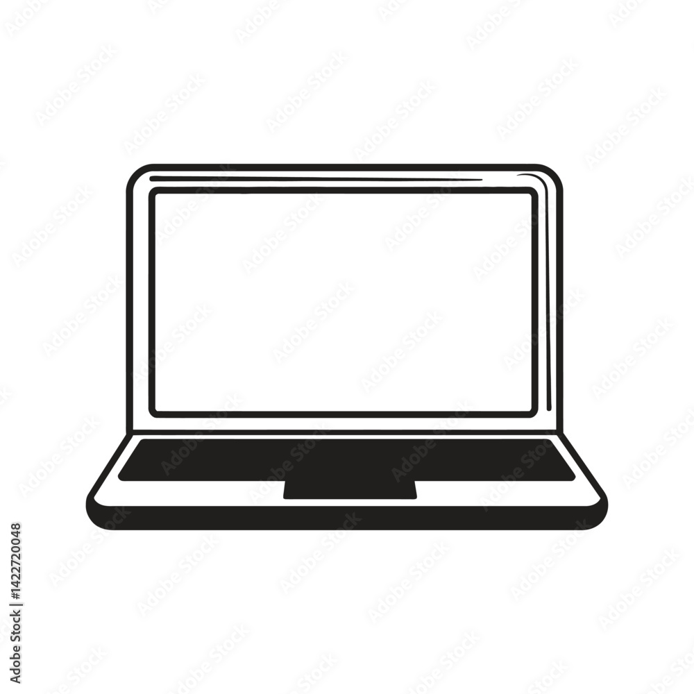 Poster simple laptop with a transparent background open and ready to use