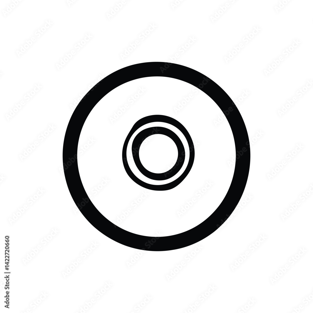 Poster simple of concentric circles, black lines with transparent background