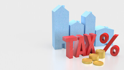 The Red tax and coins for business concept 3d rendering.