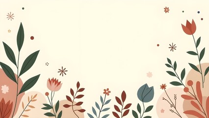 Mid-Century Modern Botanical Art Backgroundillustration with natural elements. Great for digital wallpaper, wall art prints, and contemporary design projects.