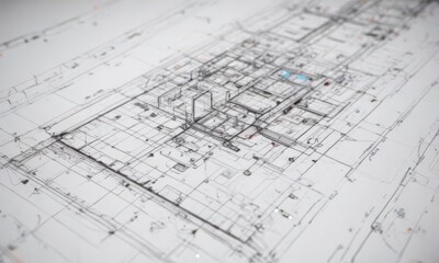 Technical drawing blueprint style, white background, black lines , artwork, illustration, clean