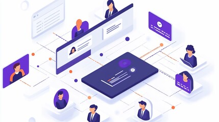 Fototapeta premium Global Network Collaboration: Visualizing Seamless Teamwork and Communication