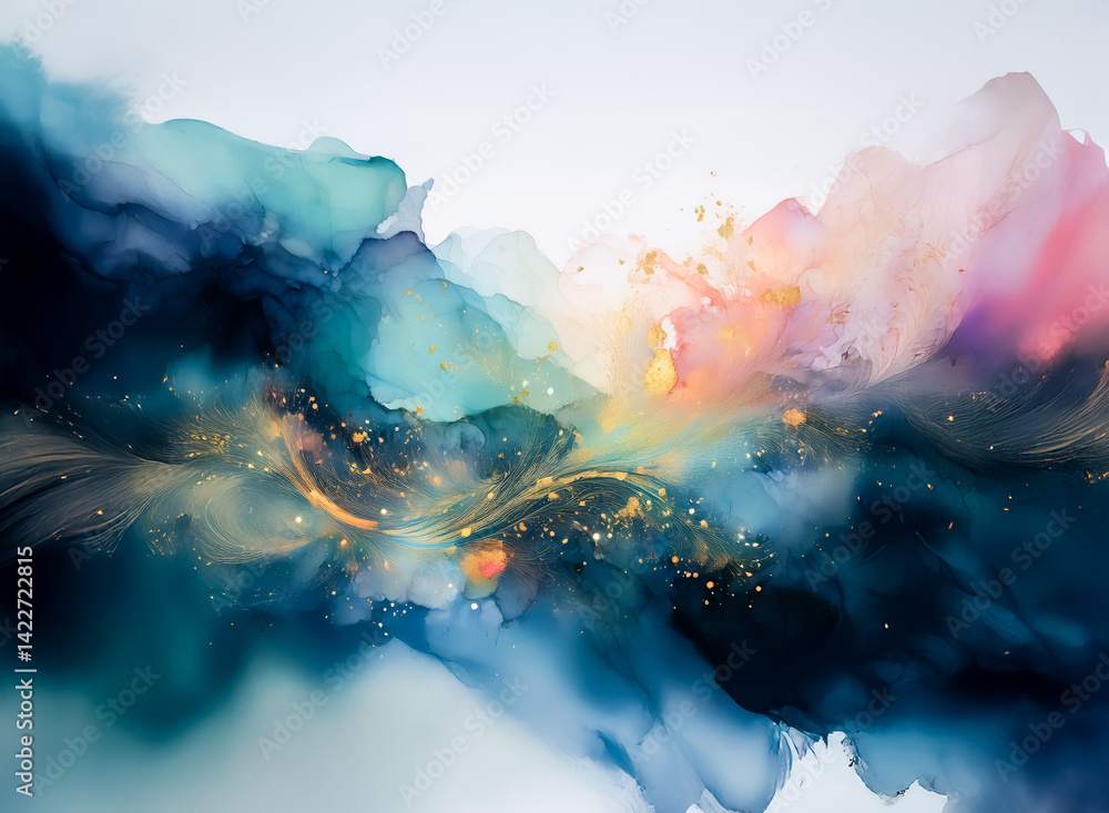 Poster hints: watercolor style with a flowing, ethereal quality; uses cool and warm colors to create contra