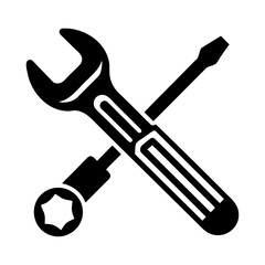wrench and screwdriver black icon 