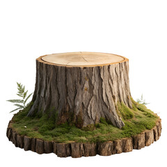 Fototapeta premium tree stump podium isolated on white background png