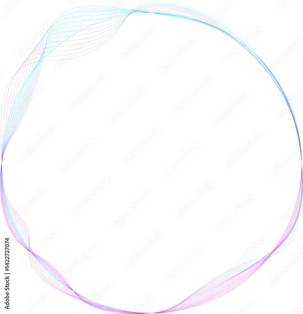 Poster abstract circles lines wavy in round frame colorful spectrum light isolated on white background. con