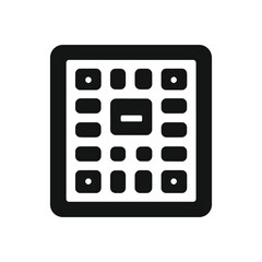 Square Shaped Black Remote Controller Layout with Transparent Background